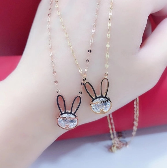 1pc The Rabbit Zircon Pendant Necklace Titanium St - Picture 3 of 5